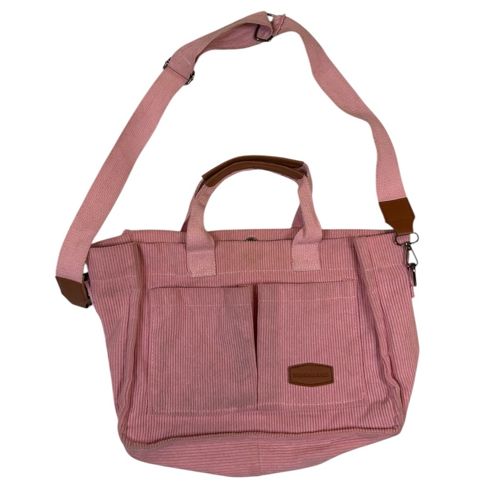 Coquette Cabin-core Y2K Style Bubble Gum Pink Corduroy Whimsical Shoulder Bags